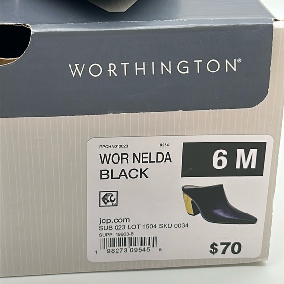 2513- Worthington Wor Nelda Black & Gold Mules Size 6 NWT with Box - Picture 8 of 12